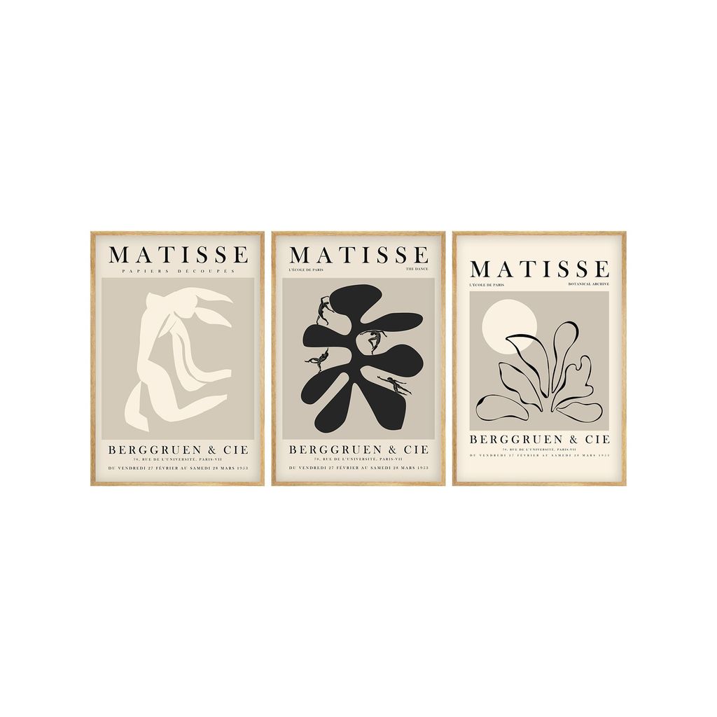 Falikép szett, 3 db, Matisse, szürke - bézs, 50x70 cm - TRIO - Butopêa akciós termékkép 1